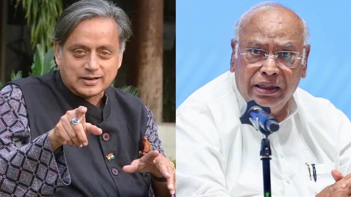 Image of Mallikarjuna Kharge with Shashi Tharoor