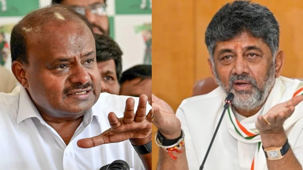 Image of HD Kumaraswamy with DK Shivakumar