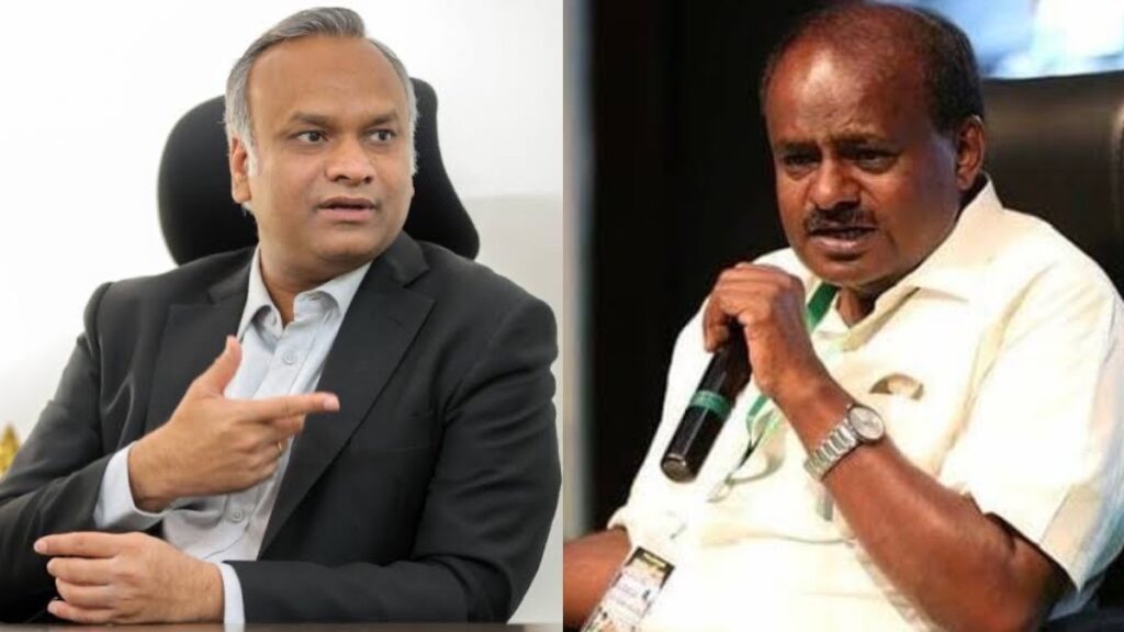 Image of Priyank Kharge with HD Kumaraswamy